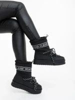 Дамски чизми черни от екологична кожа и текстилен материал Nicova