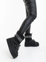 Дамски чизми черни от екологична кожа и текстилен материал Nicova