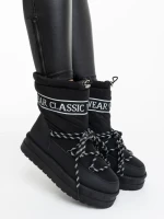 Дамски чизми черни от екологична кожа и текстилен материал Nicova