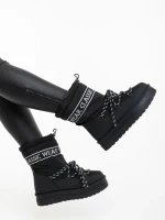 Дамски чизми черни от екологична кожа и текстилен материал Nicova