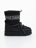 Дамски чизми черни от екологична кожа и текстилен материал Nicova