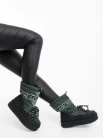 Дамски чизми зелени от екологична кожа и текстилен материал Nicova