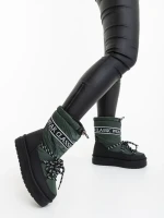 Дамски чизми зелени от екологична кожа и текстилен материал Nicova