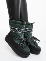 Дамски чизми зелени от екологична кожа и текстилен материал Nicova