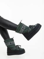 Дамски чизми зелени от екологична кожа и текстилен материал Nicova