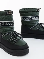 Дамски чизми зелени от екологична кожа и текстилен материал Nicova