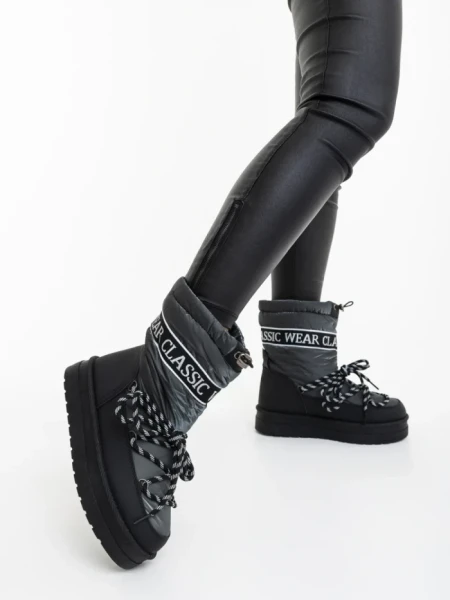 Дамски чизми сиви от екологична кожа и текстилен материал Nicova