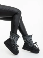 Дамски чизми сиви от екологична кожа и текстилен материал Nicova