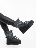 Дамски чизми сиви от екологична кожа и текстилен материал Nicova