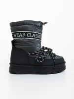 Дамски чизми сиви от екологична кожа и текстилен материал Nicova