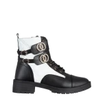 Дамски боти  черни  с бяло от еко кожа  Shirley