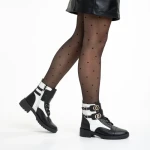 Дамски боти  черни  с бяло от еко кожа  Shirley