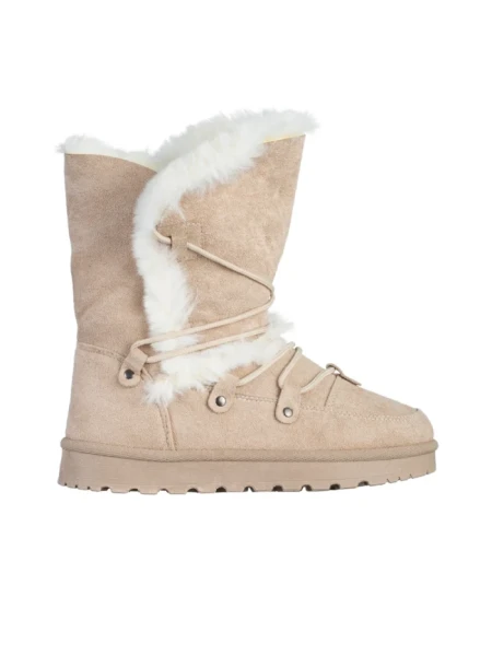 Дамски чизми бежови  от текстилен материал  Phyllis