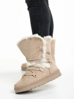 Дамски чизми бежови  от текстилен материал  Phyllis