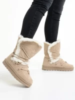 Дамски чизми бежови  от текстилен материал  Phyllis