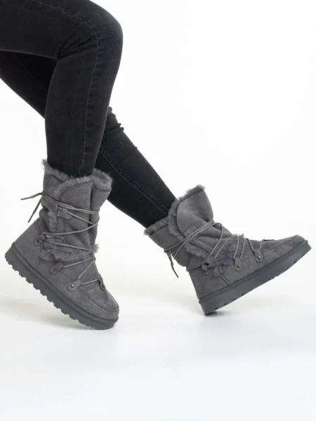 Дамски чизми  сиви  от текстилен материал  Phyllis