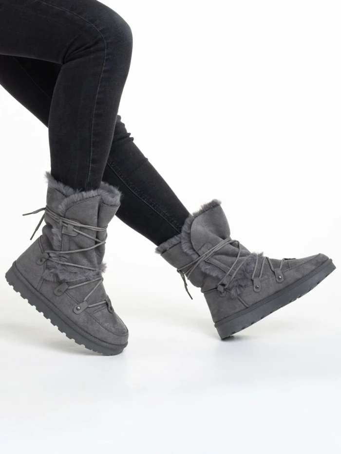 Дамски чизми  сиви  от текстилен материал  Phyllis