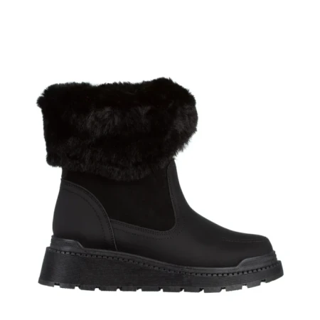 Дамски чизми черни  от еко кожа и текстилен материал  Aubrielle