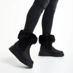 Дамски чизми черни  от еко кожа и текстилен материал  Aubrielle