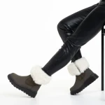 Дамски чизми зелени  от еко кожа и текстилен материал  Aubrielle