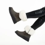 Дамски чизми зелени  от еко кожа и текстилен материал  Aubrielle