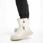 Дамски чизми бежови  от еко кожа и текстилен материал  Sutton