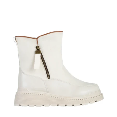 Дамски чизми бежови  от еко кожа и текстилен материал  Sutton