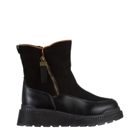 Дамски чизми черни  от еко кожа и текстилен материал  Sutton