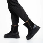 Дамски чизми черни  от еко кожа и текстилен материал  Sutton