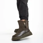 Дамски чизми зелени  от еко кожа и текстилен материал  Sutton