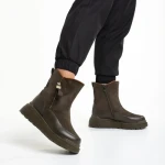 Дамски чизми зелени  от еко кожа и текстилен материал  Sutton