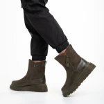 Дамски чизми зелени  от еко кожа и текстилен материал  Sutton