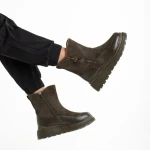 Дамски чизми зелени  от еко кожа и текстилен материал  Sutton