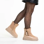 Дамски чизми розови  от еко кожа и текстилен материал  Sutton