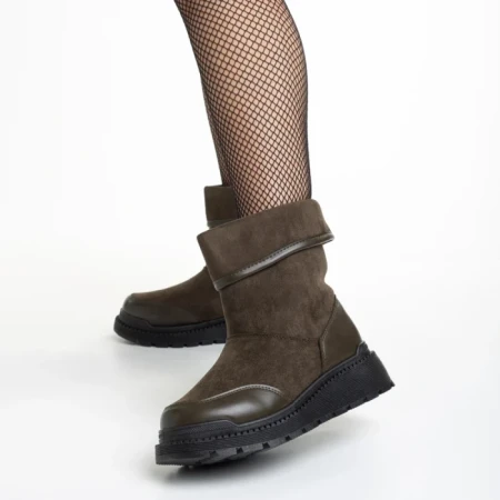 Дамски чизми  зелени  от еко кожа  Rima