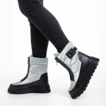 Дамски чизми  светло сиви от текстилен материал  Rinda