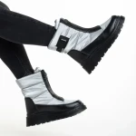 Дамски чизми  светло сиви от текстилен материал  Rinda