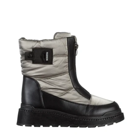 Дамски чизми сиви  от текстилен материал  Rinda