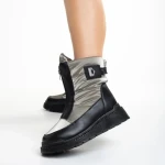 Дамски чизми сиви  от текстилен материал  Rinda