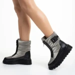 Дамски чизми сиви  от текстилен материал  Rinda