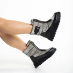 Дамски чизми сиви  от текстилен материал  Rinda