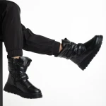 Дамски чизми черни  от еко кожа и текстилен материалXiomara