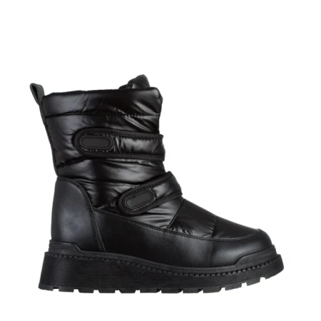 Дамски чизми черни  от еко кожа и текстилен материалXiomara