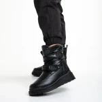 Дамски чизми черни  от еко кожа и текстилен материалXiomara