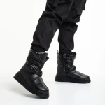 Дамски чизми черни  от еко кожа и текстилен материалXiomara