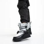 Дамски чизми сиви от еко кожа и текстилен материалXiomara