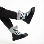 Дамски чизми сиви от еко кожа и текстилен материалXiomara