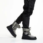 Дамски чизми тъмно сиви  от еко кожа и текстилен материалXiomara