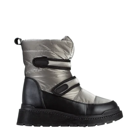 Дамски чизми тъмно сиви  от еко кожа и текстилен материалXiomara