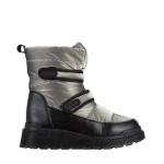 Дамски чизми тъмно сиви  от еко кожа и текстилен материалXiomara